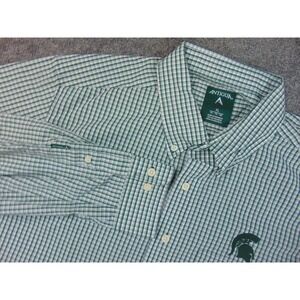 Michigan State Spartans Shirt Mens XL Antigua Green Plaid Button Down NCAA